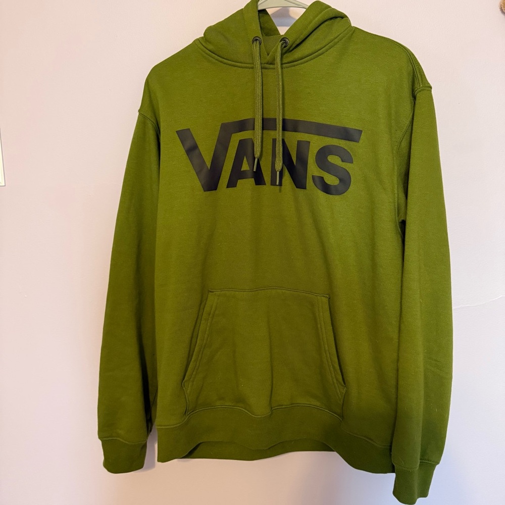Vans Olive Green Pullover Hoodie with Black Logo